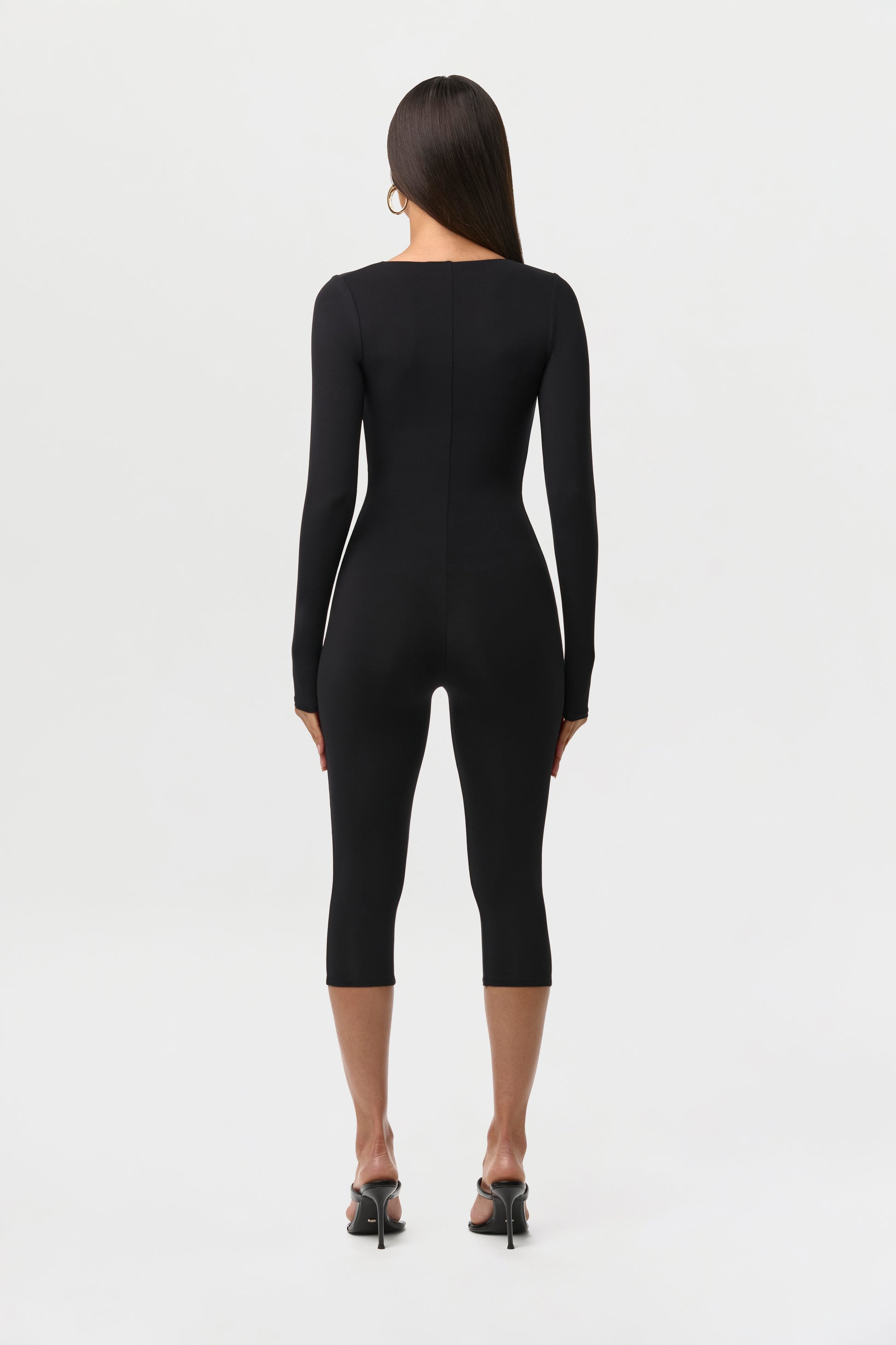 Black Naked Cutout Capri Jumpsuit