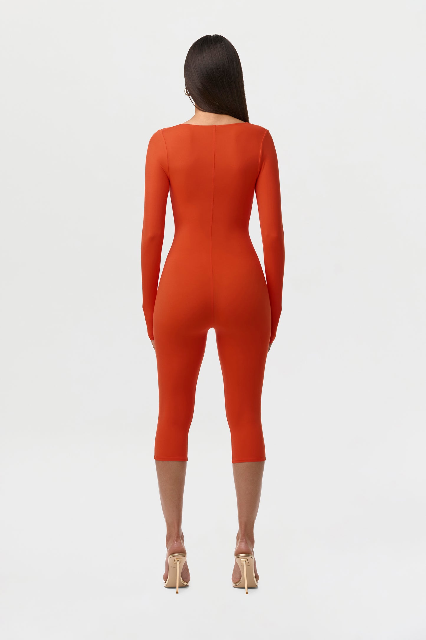 Tangerine Naked Cutout Capri Jumpsuit