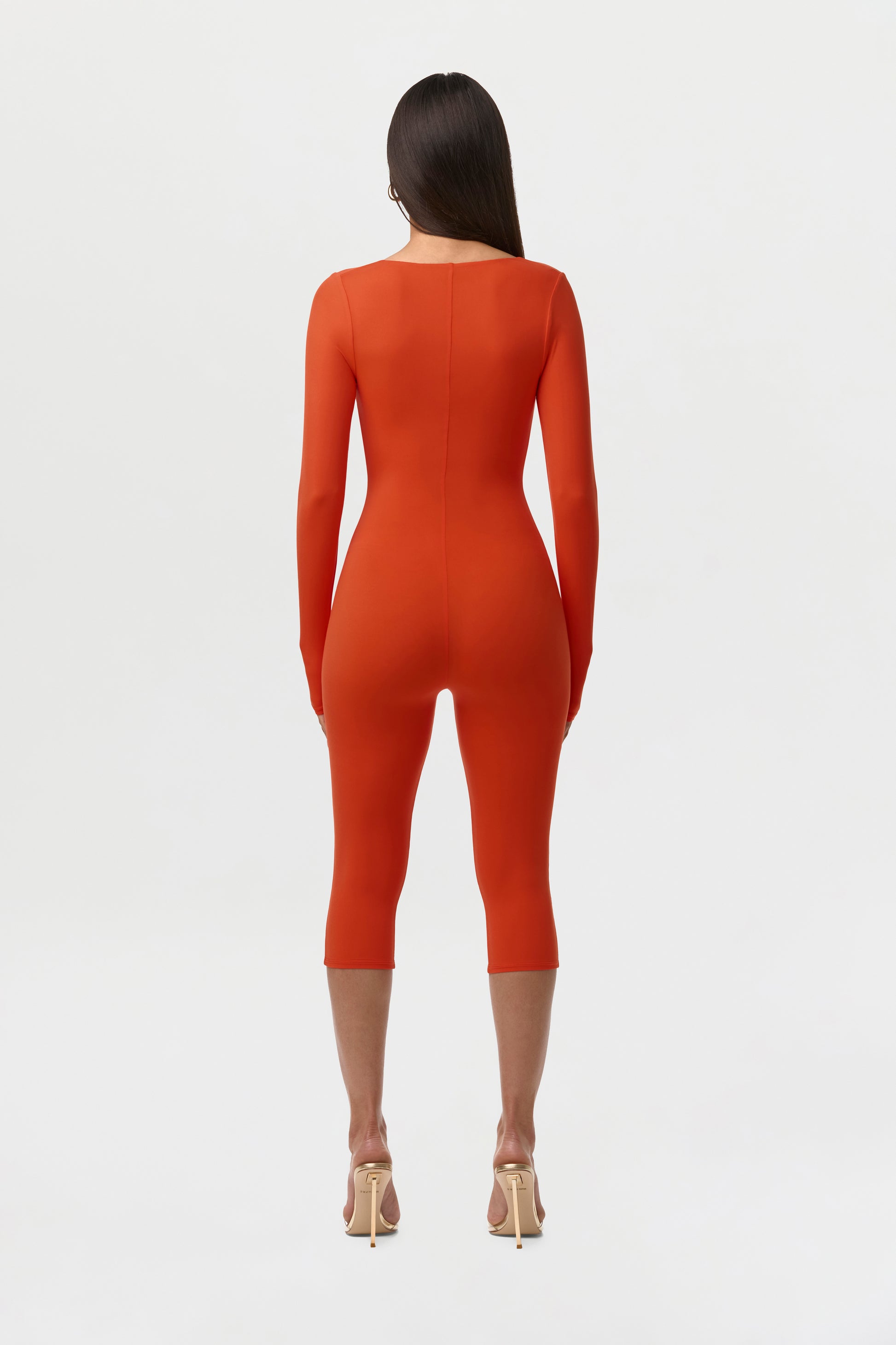 Tangerine Naked Cutout Capri Jumpsuit