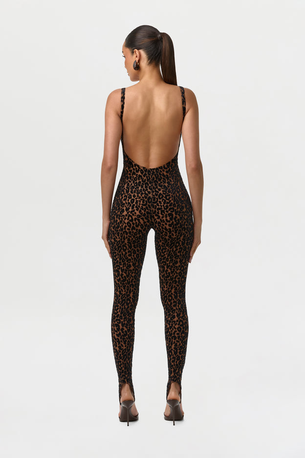 Burnout Print Open Back Jumpsuit