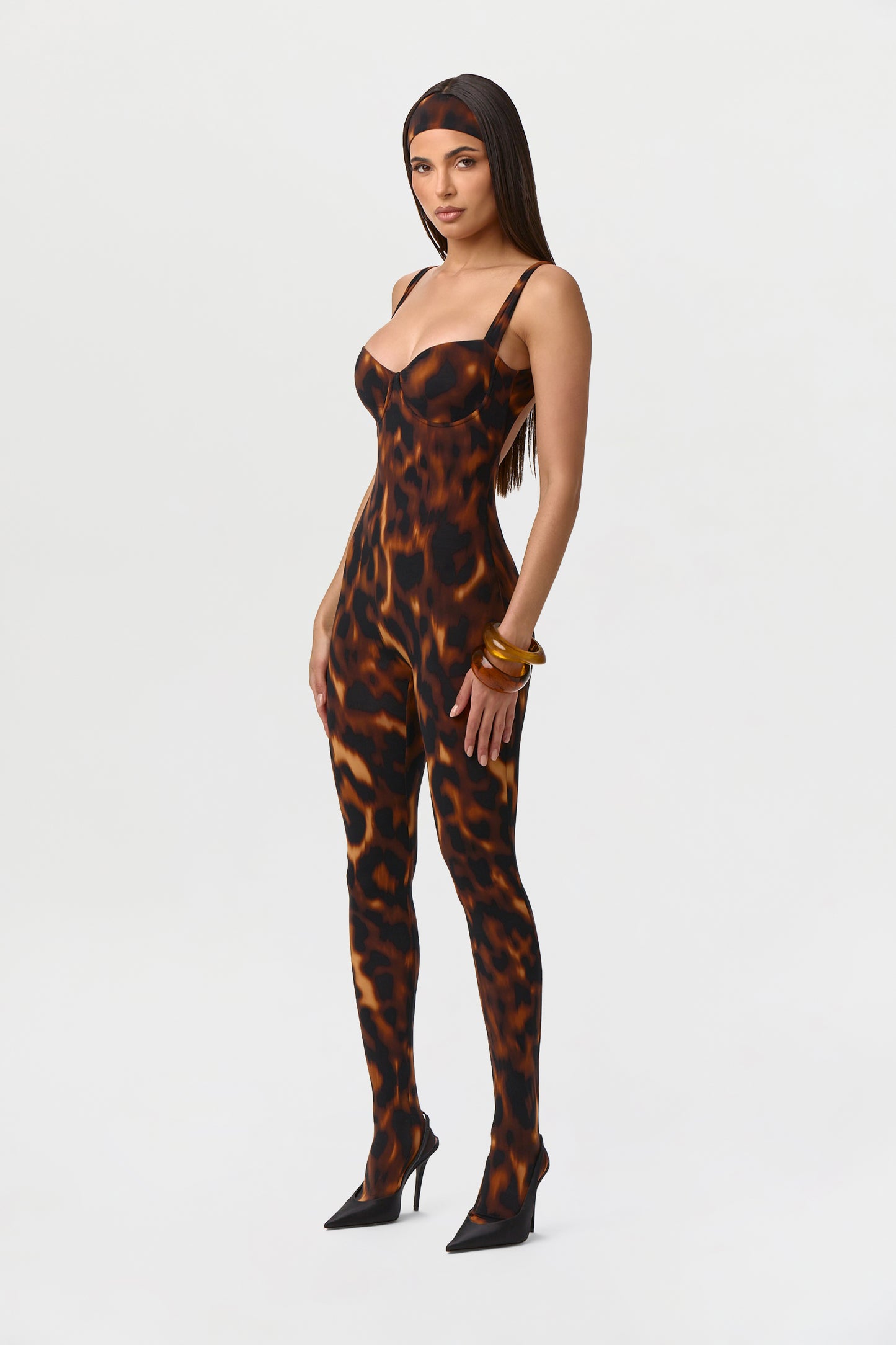 Naked Print Open Back Jumpsuit Petite