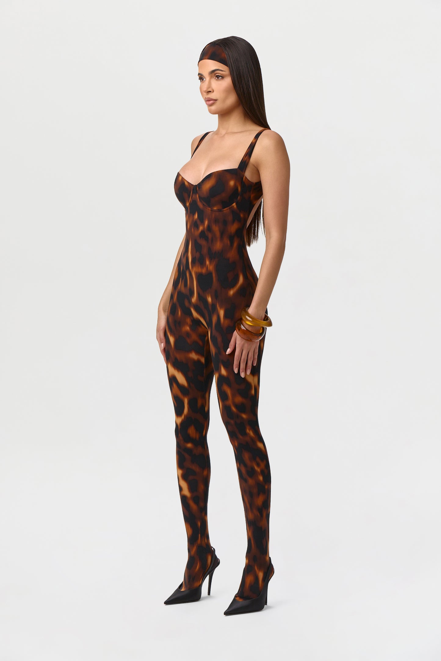 Naked Print Open Back Jumpsuit Petite