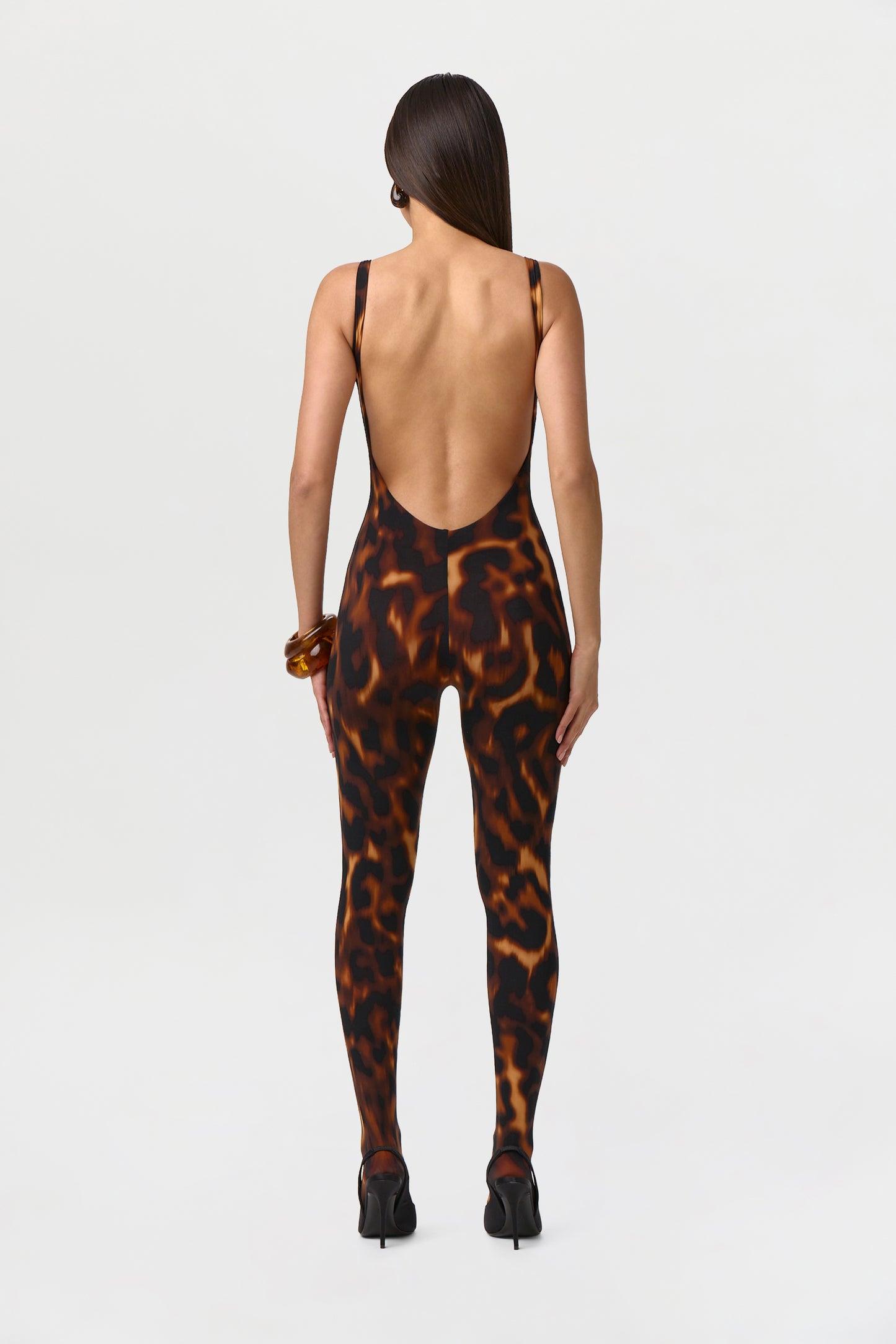 Naked Print Open Back Jumpsuit Petite