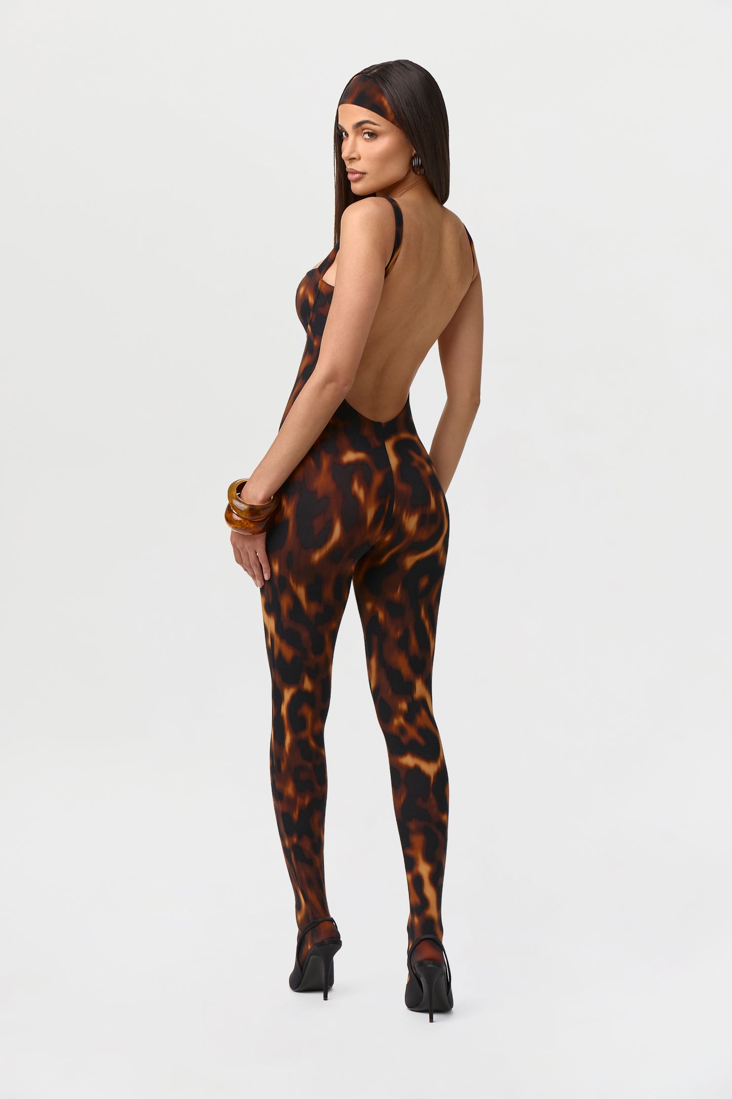 Naked Print Open Back Jumpsuit Petite