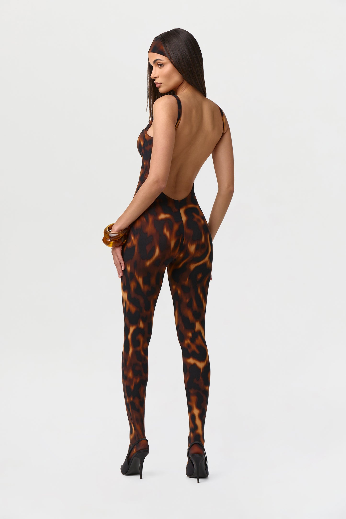 Naked Print Open Back Jumpsuit