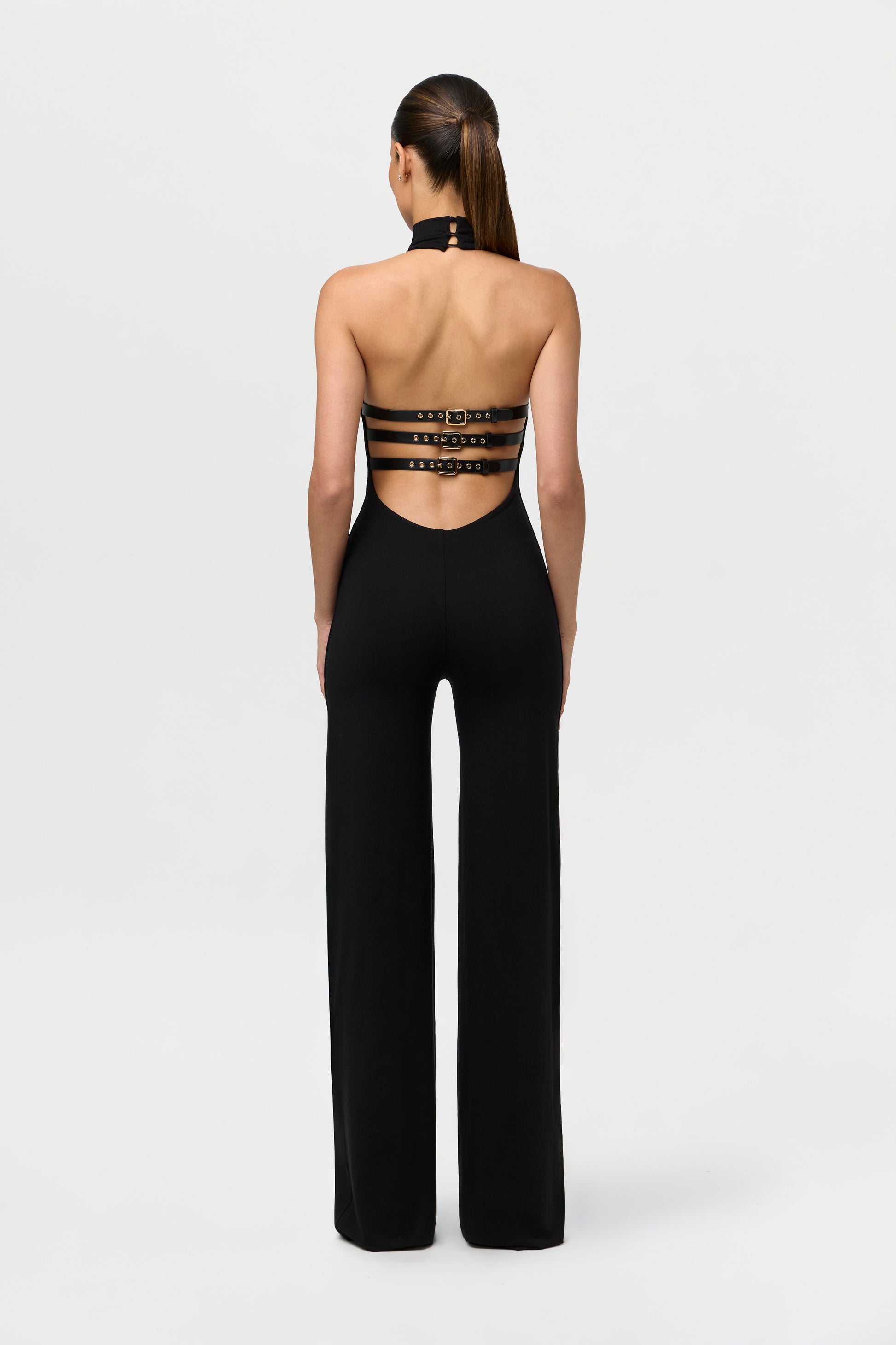 Black Butter Buckle Wide-Leg Jumpsuit