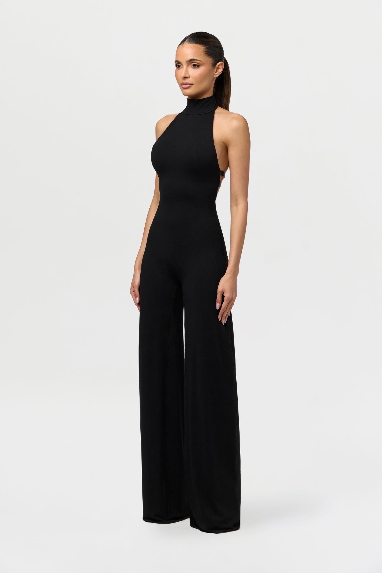 Black Butter Buckle Wide-Leg Jumpsuit