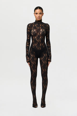 Stretch Lace Closed Toe Jumpsuit