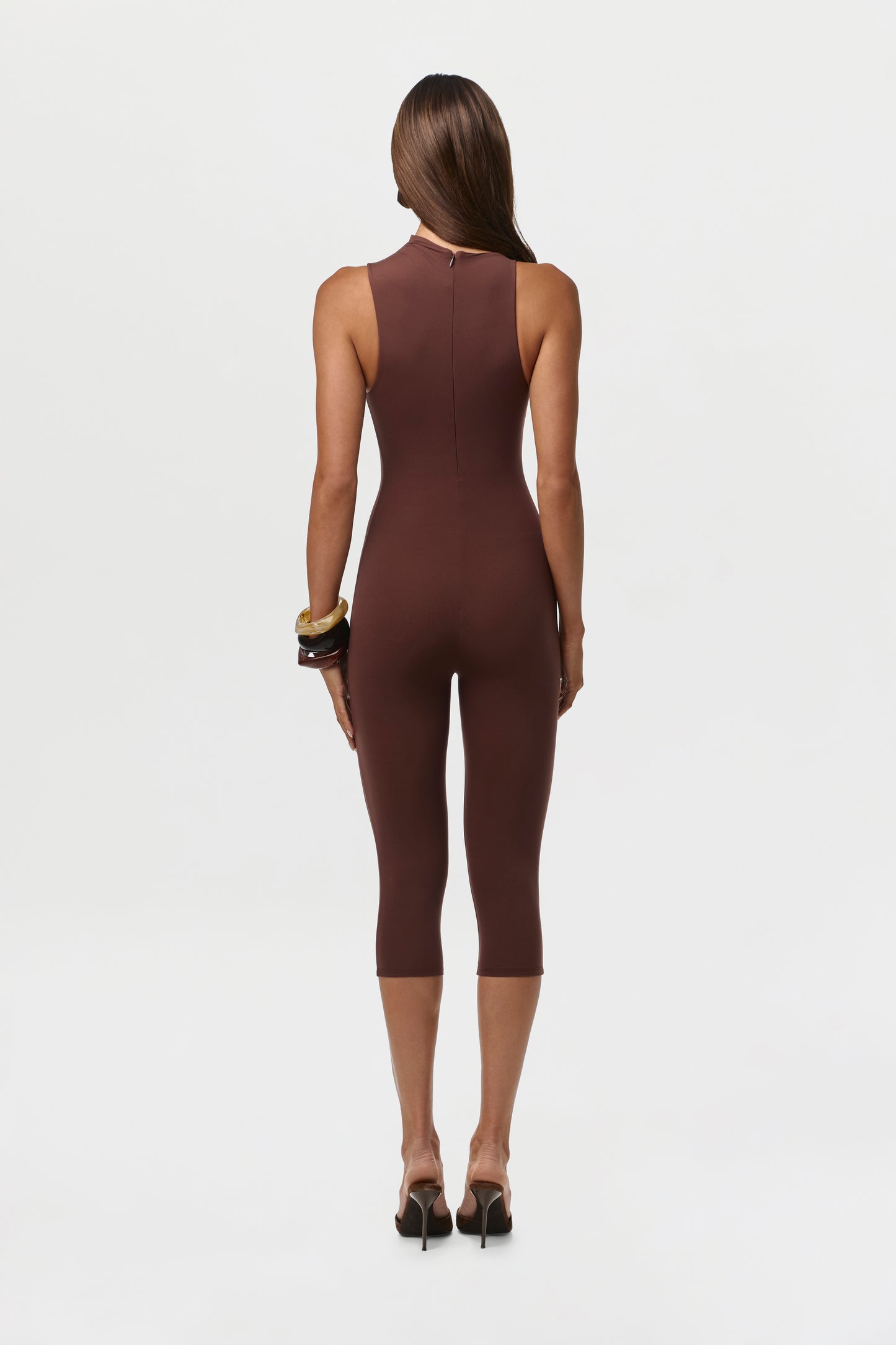Chocolate Naked Sleeveless Capri Jumpsuit