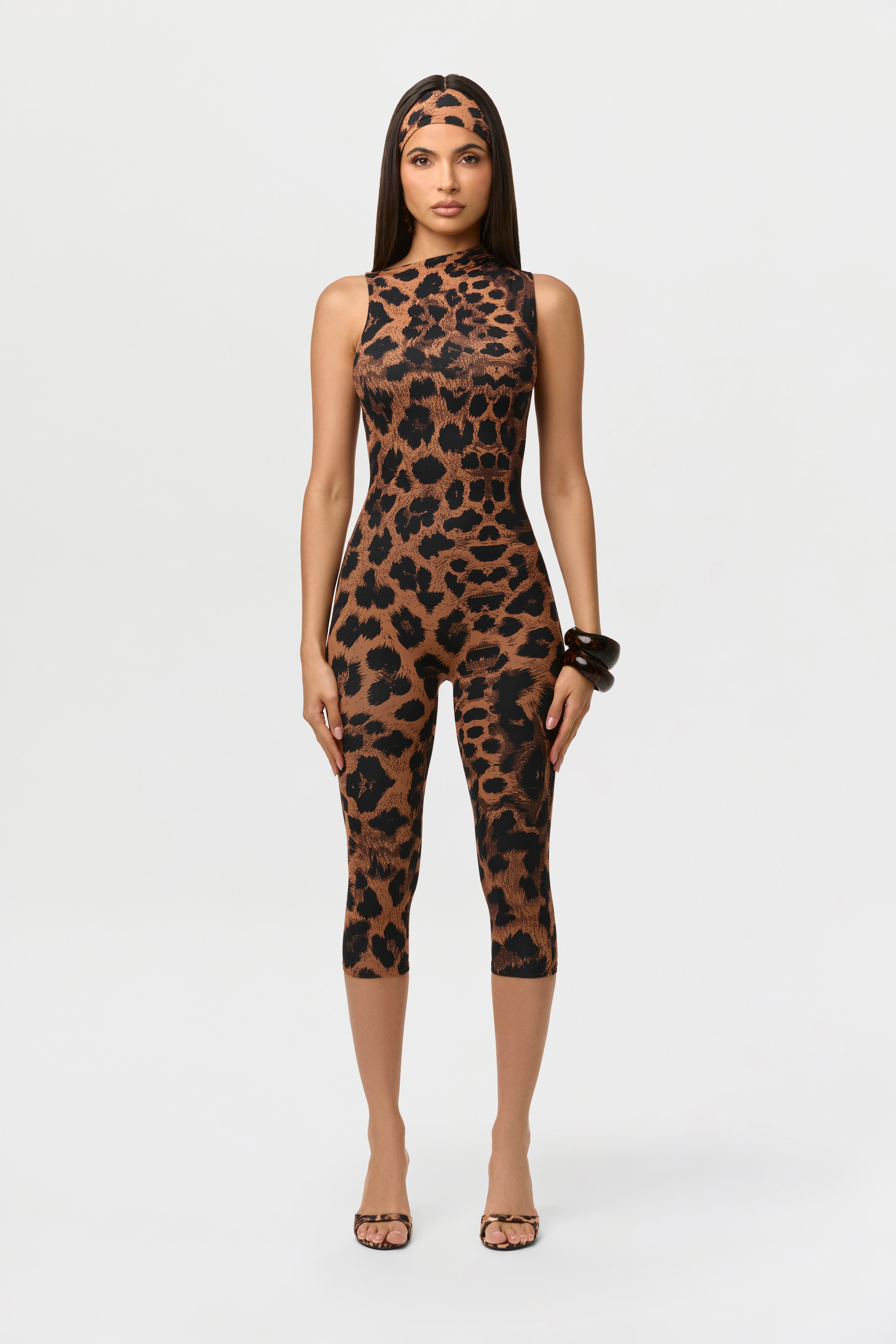 Naked Print Sleeveless Capri Jumpsuit