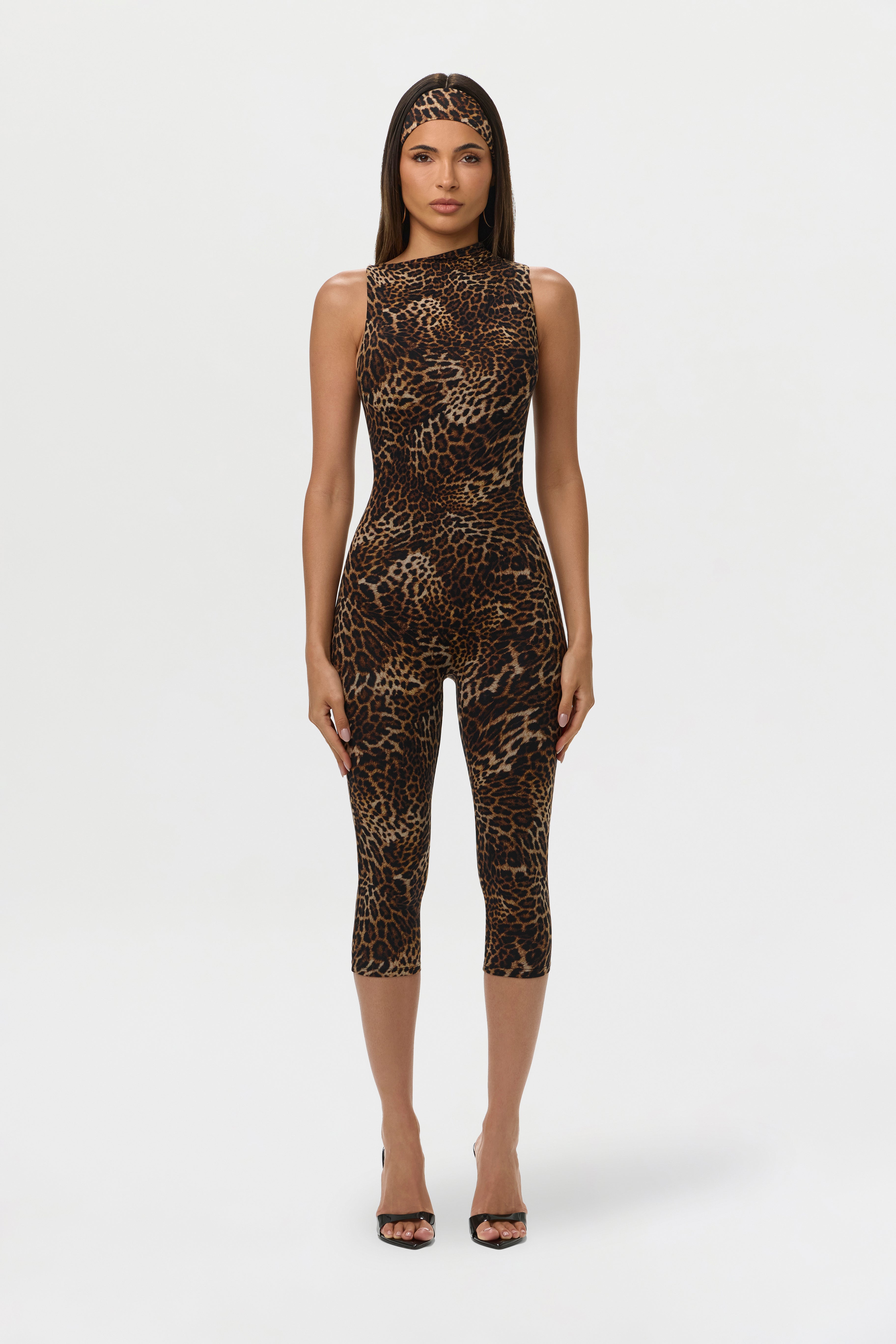 Naked Print Sleeveless Capri Jumpsuit