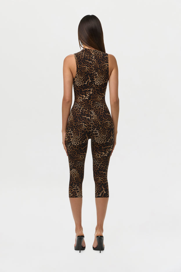 Naked Print Sleeveless Capri Jumpsuit