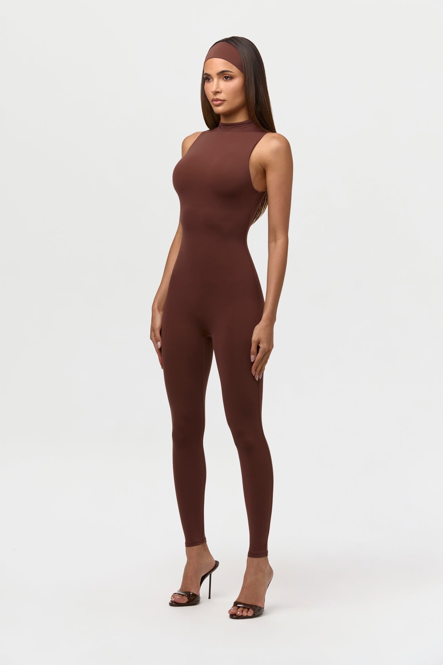 Chocolate Naked Sleeveless Jumpsuit Petite
