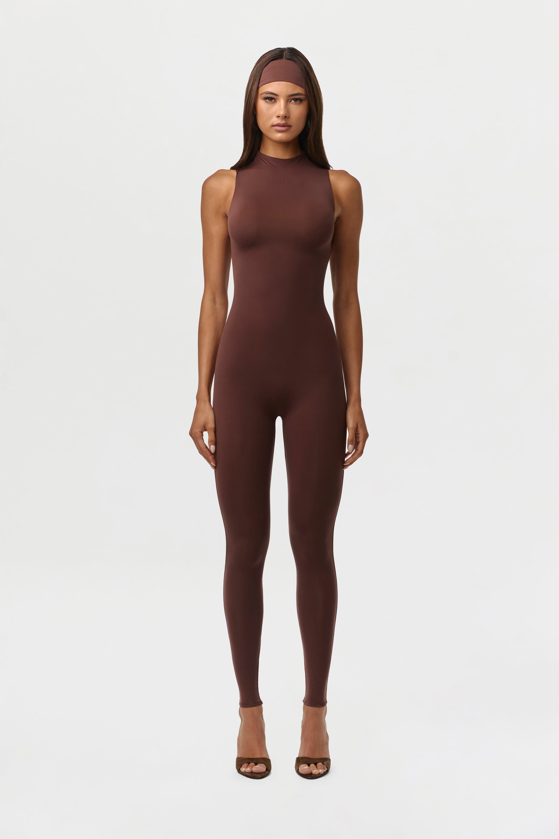 Chocolate Naked Sleeveless Jumpsuit Petite