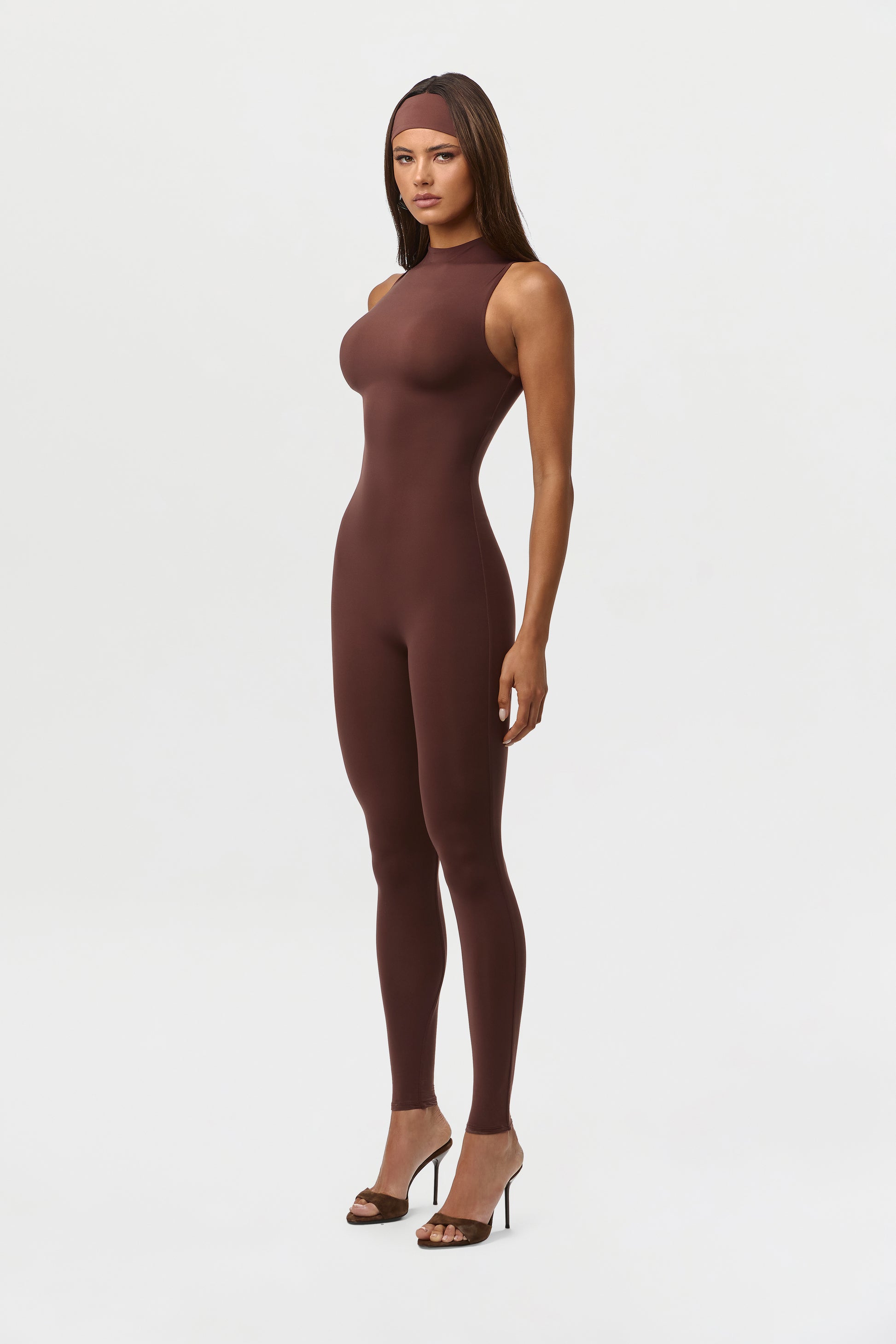 Chocolate Naked Sleeveless Jumpsuit Petite