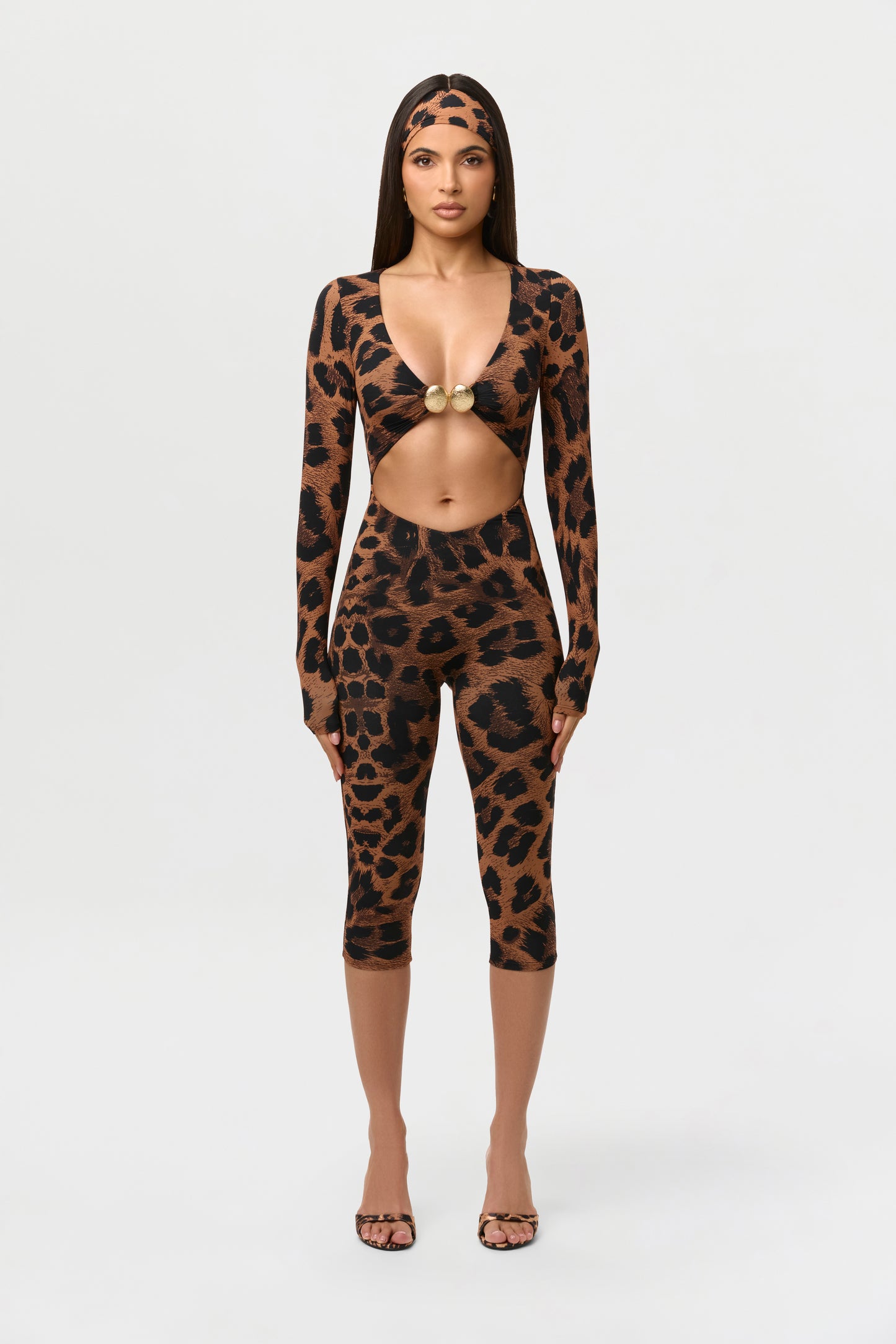Naked Print Cutout Capri Jumpsuit