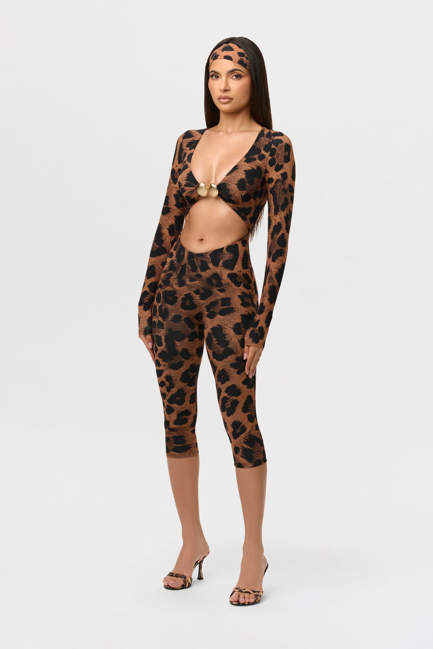 Naked Print Cutout Capri Jumpsuit