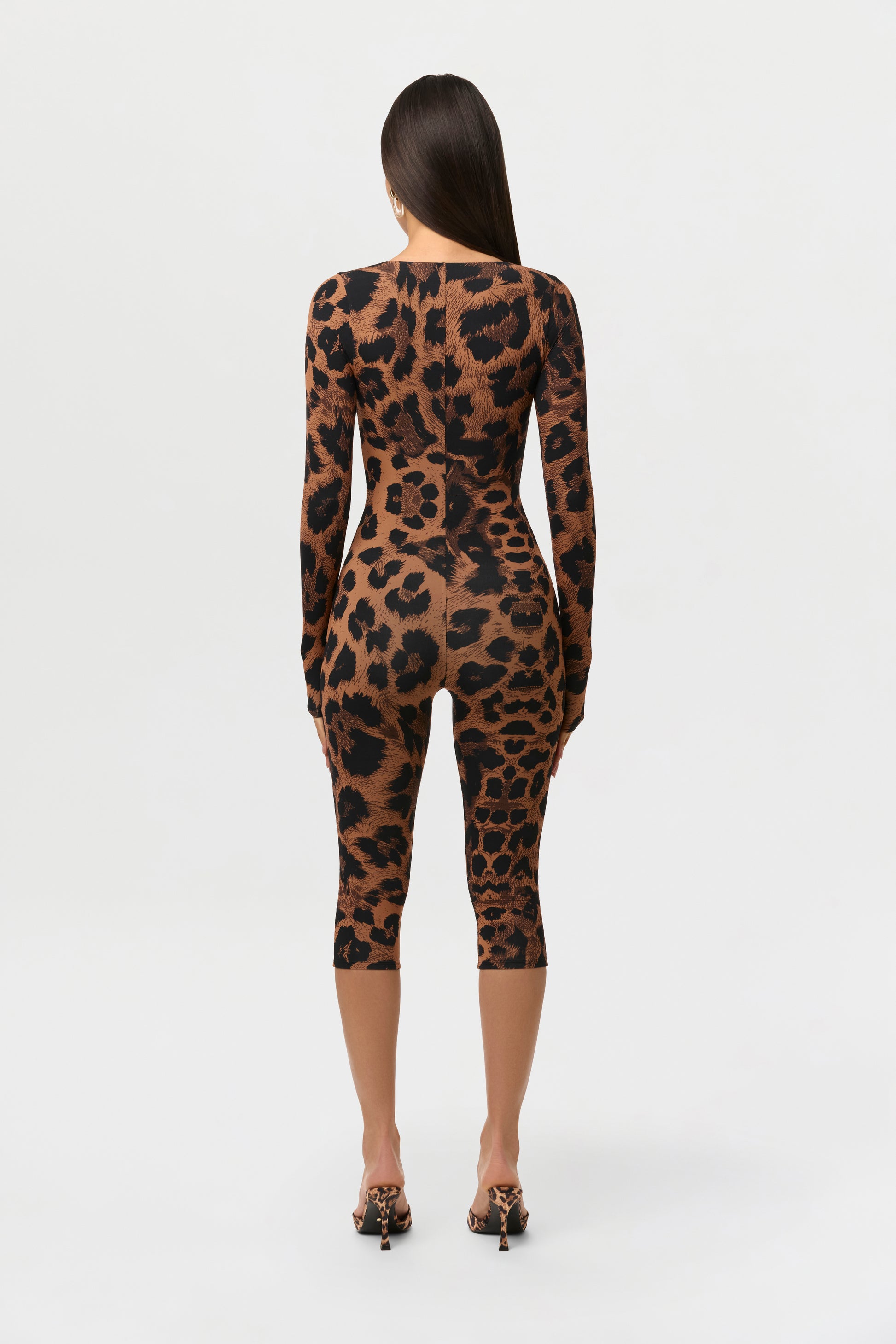 Naked Print Cutout Capri Jumpsuit