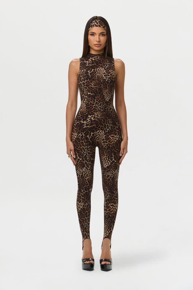 Naked Print Sleeveless Stirrup Jumpsuit