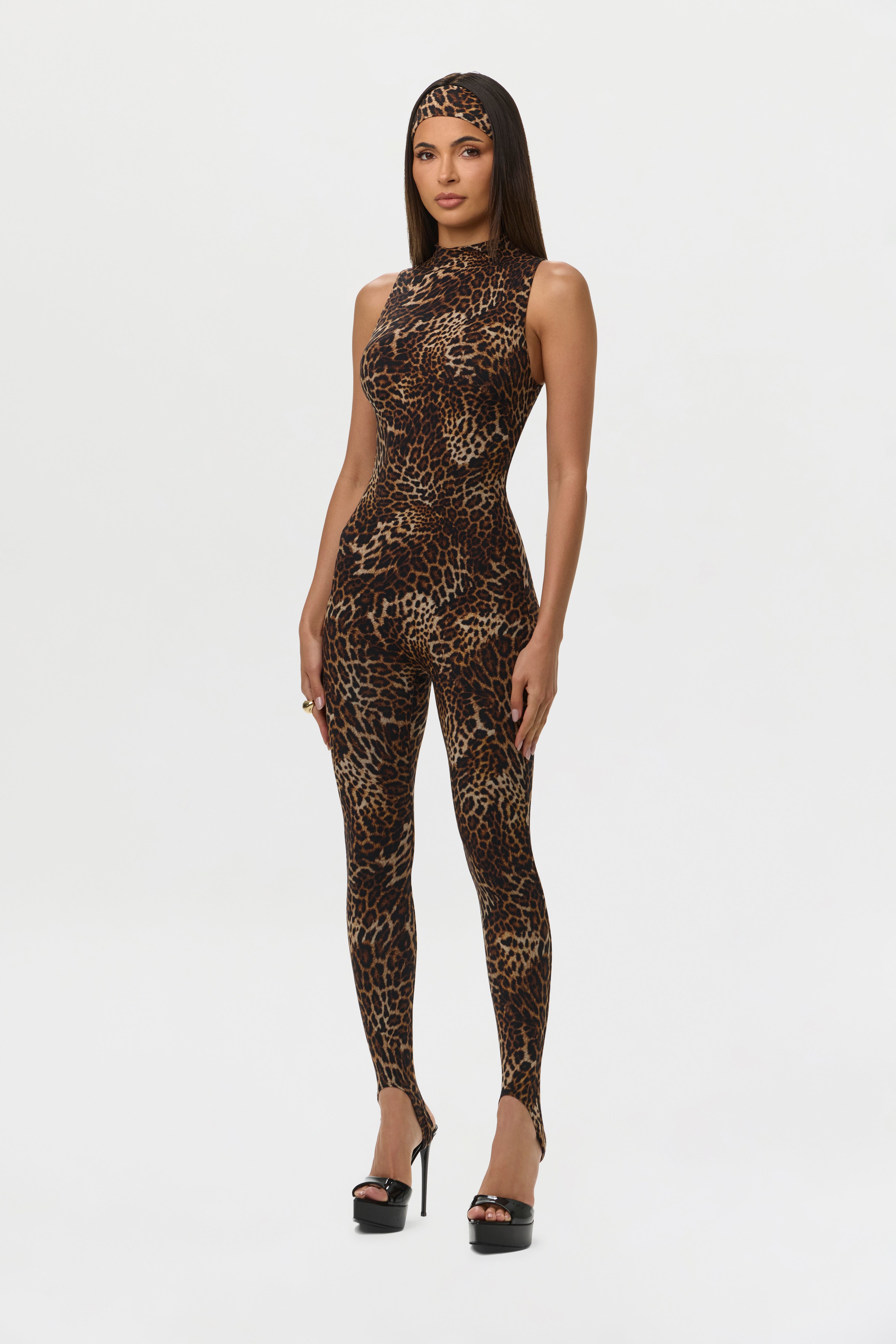 Naked Print Sleeveless Stirrup Jumpsuit