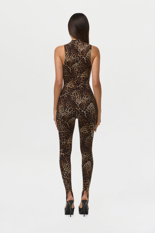 Naked Print Sleeveless Stirrup Jumpsuit
