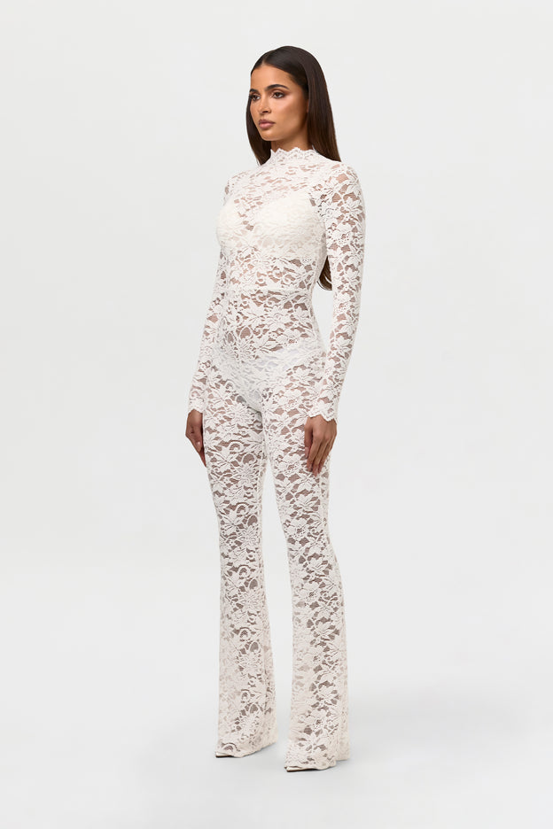 Stretch Lace Velvet Bootcut Jumpsuit