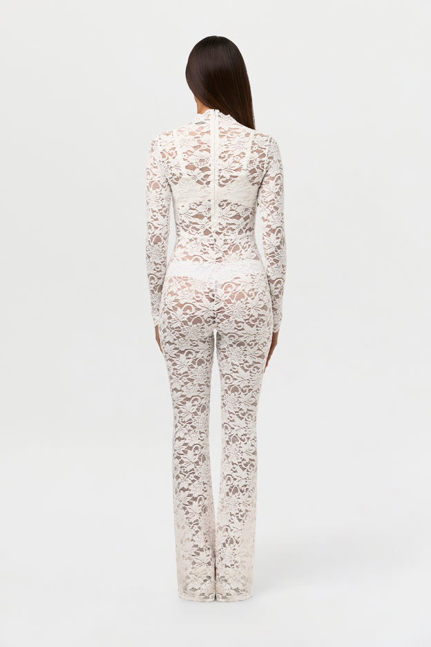 Stretch Lace Velvet Bootcut Jumpsuit