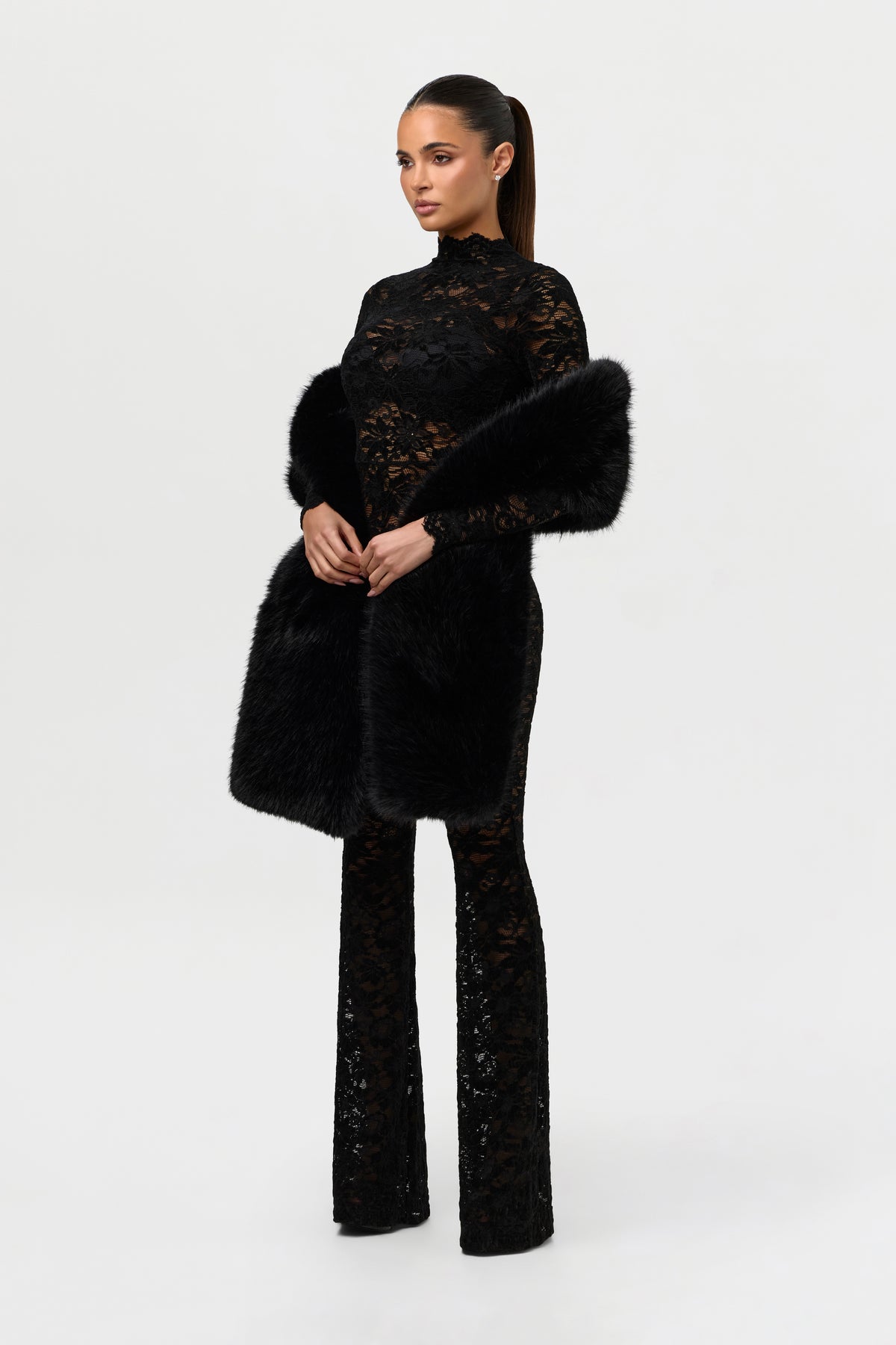 Faux Foxtail Fur Shawl
