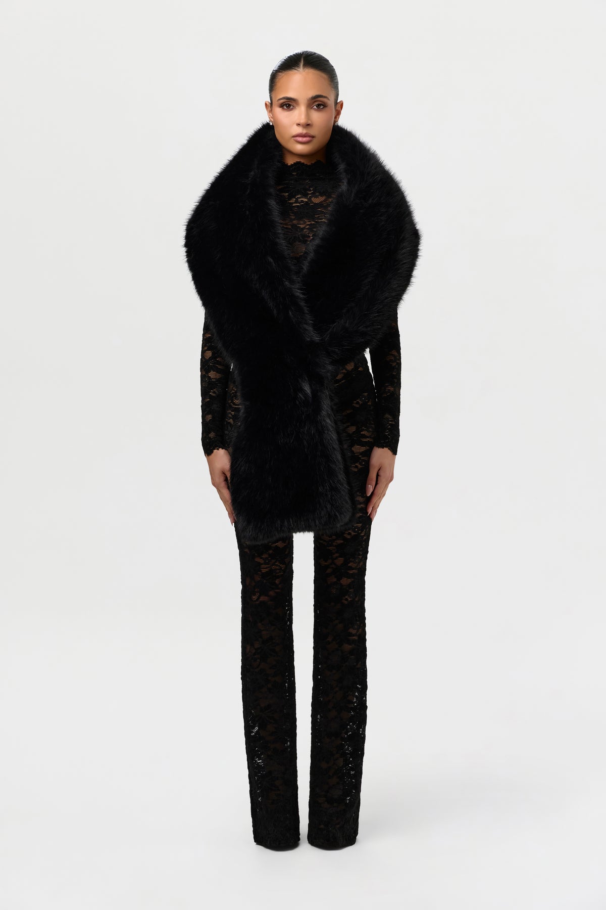 Faux Foxtail Fur Shawl