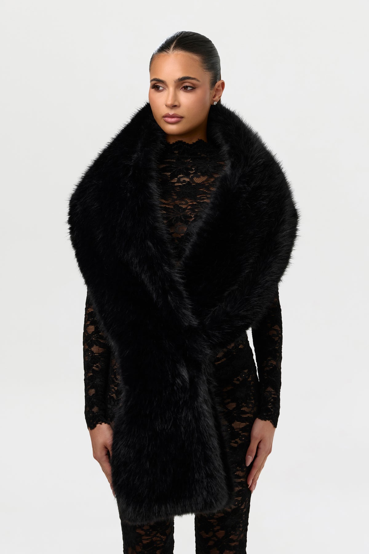 Faux Foxtail Fur Shawl