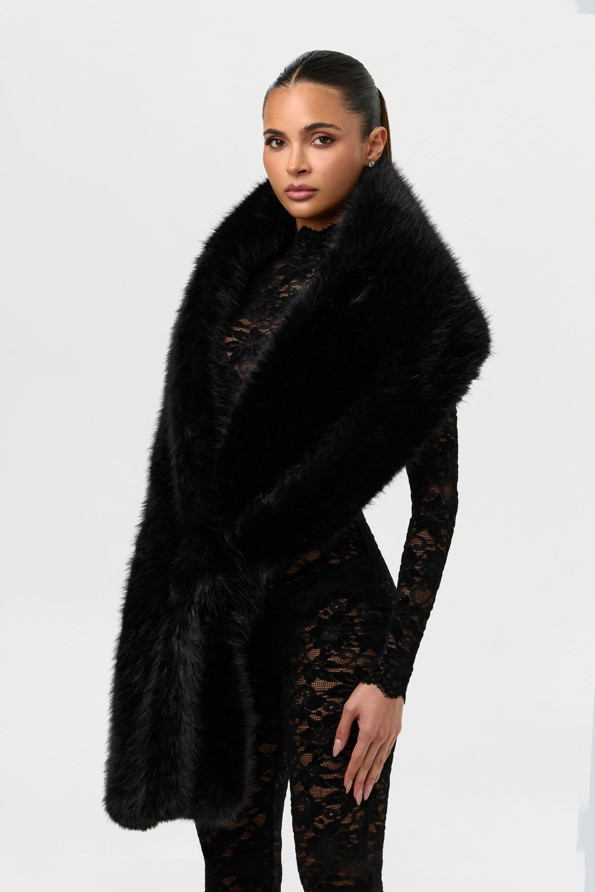 Faux Foxtail Fur Shawl