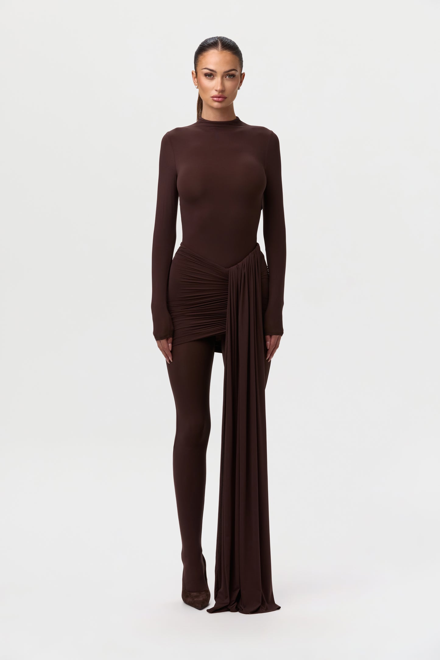 Naked Ruched Drape Mini Skirt