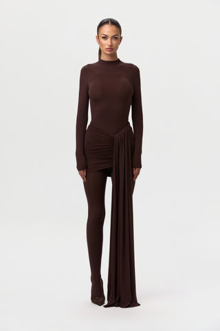 Naked Ruched Drape Mini Skirt
