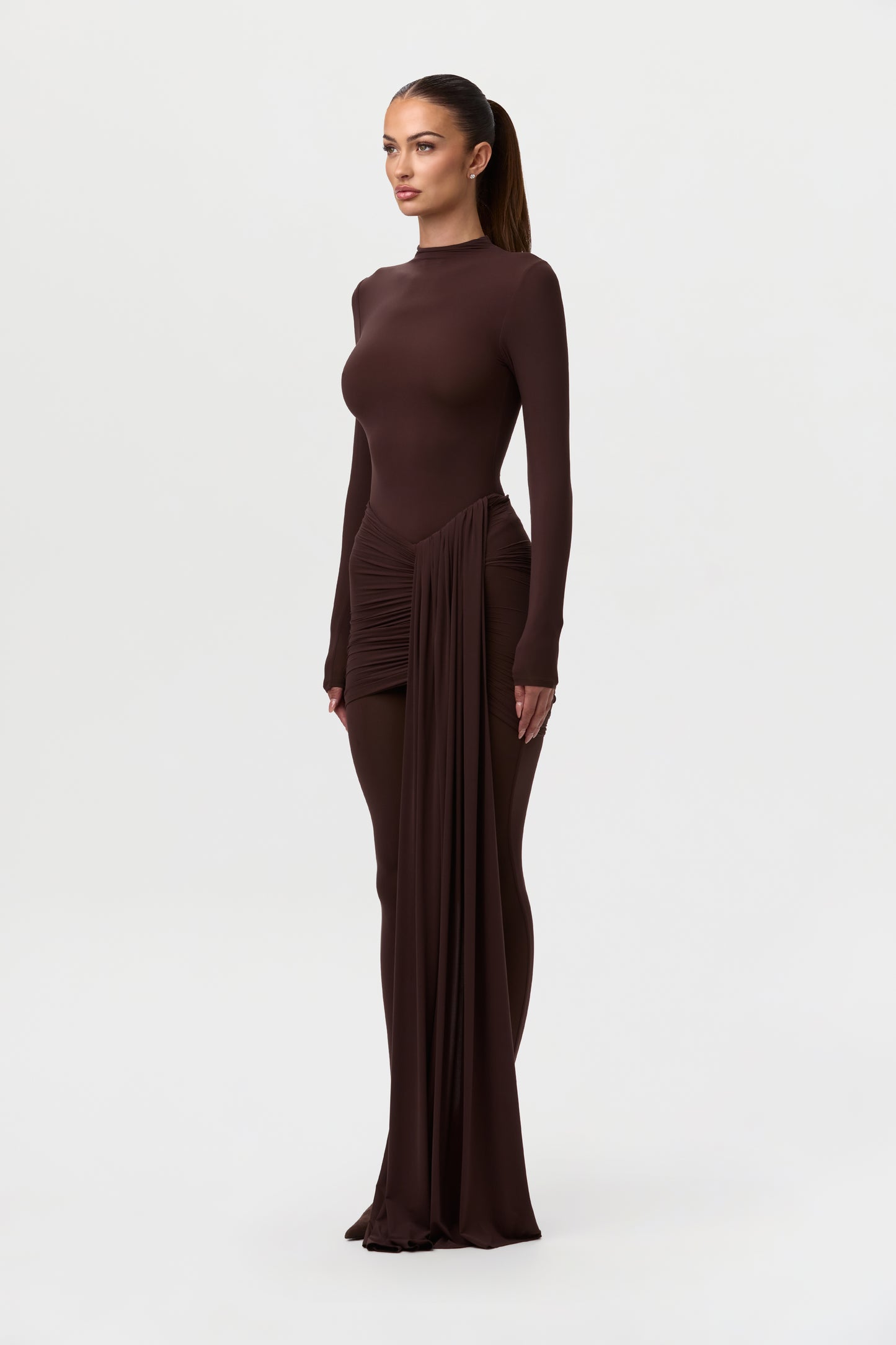 Naked Ruched Drape Mini Skirt