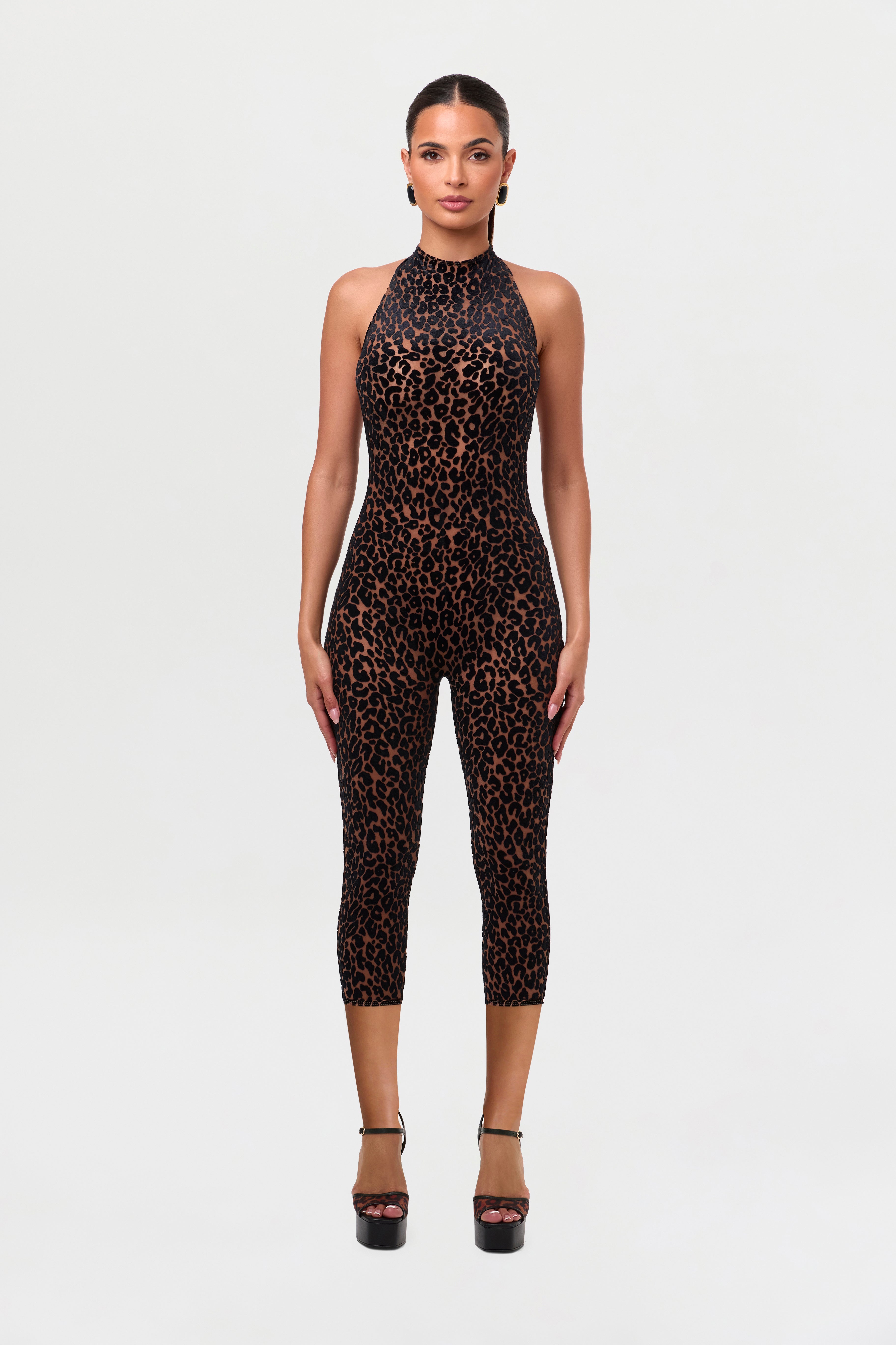 Burnout Halter Capri Jumpsuit Petite