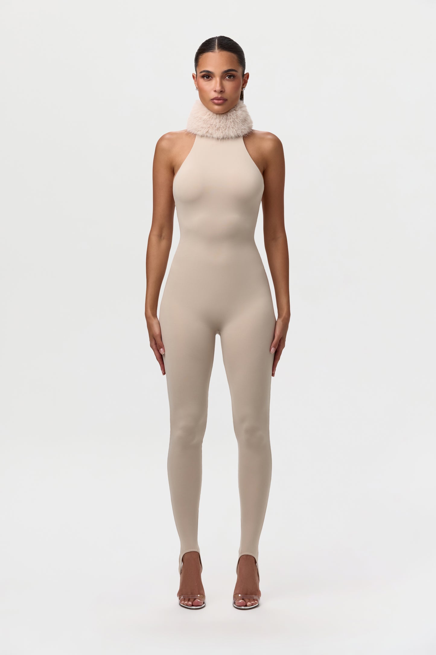 Naked Faux Fur Stirrup Jumpsuit Petite