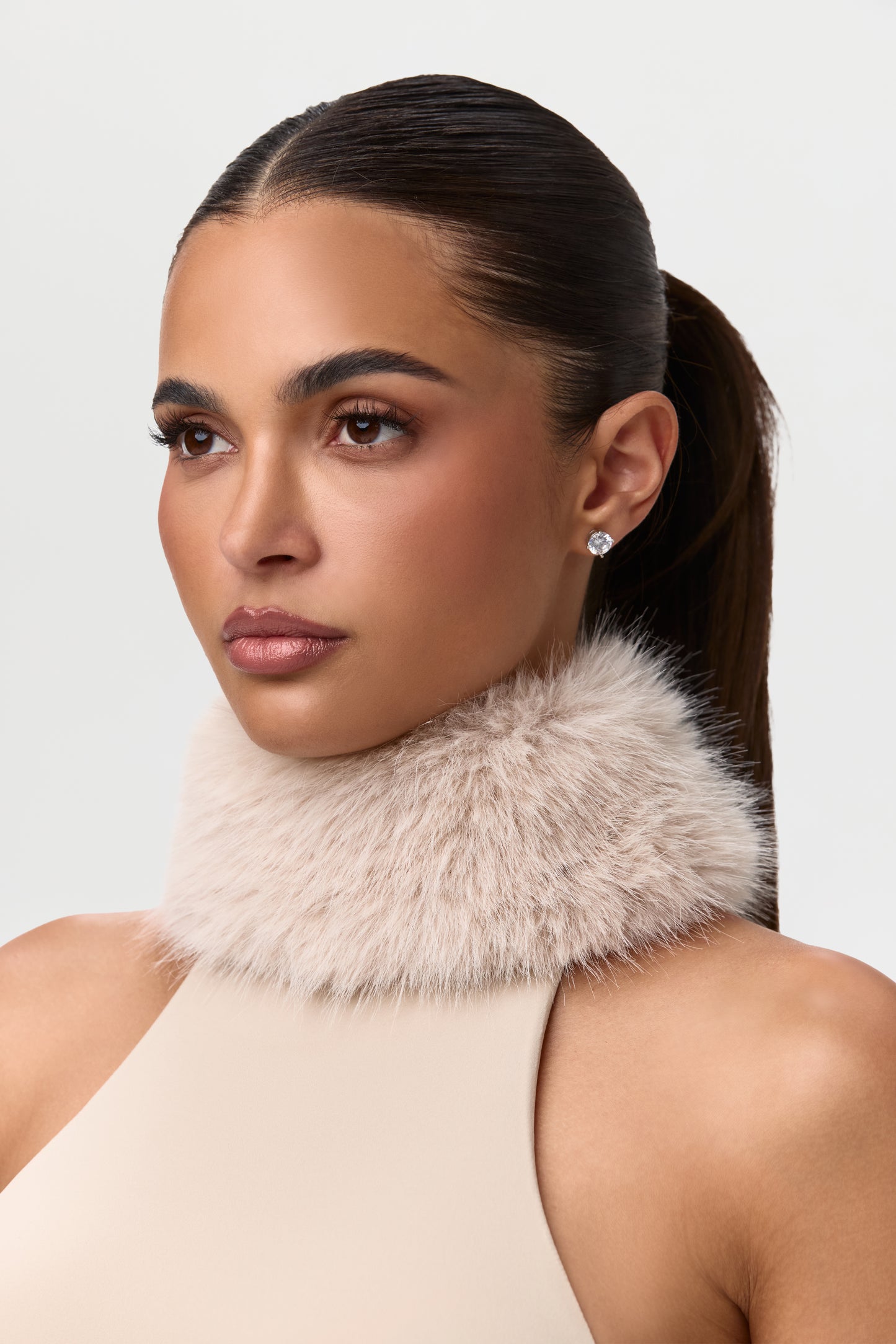 Naked Faux Fur Stirrup Jumpsuit Petite