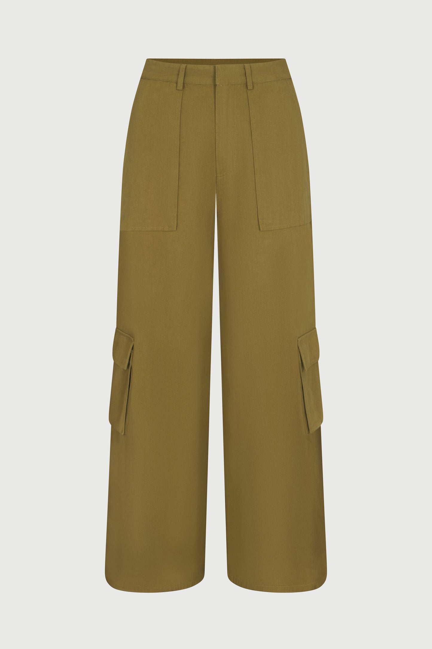 Canvas Cargo Wide-Leg Pants