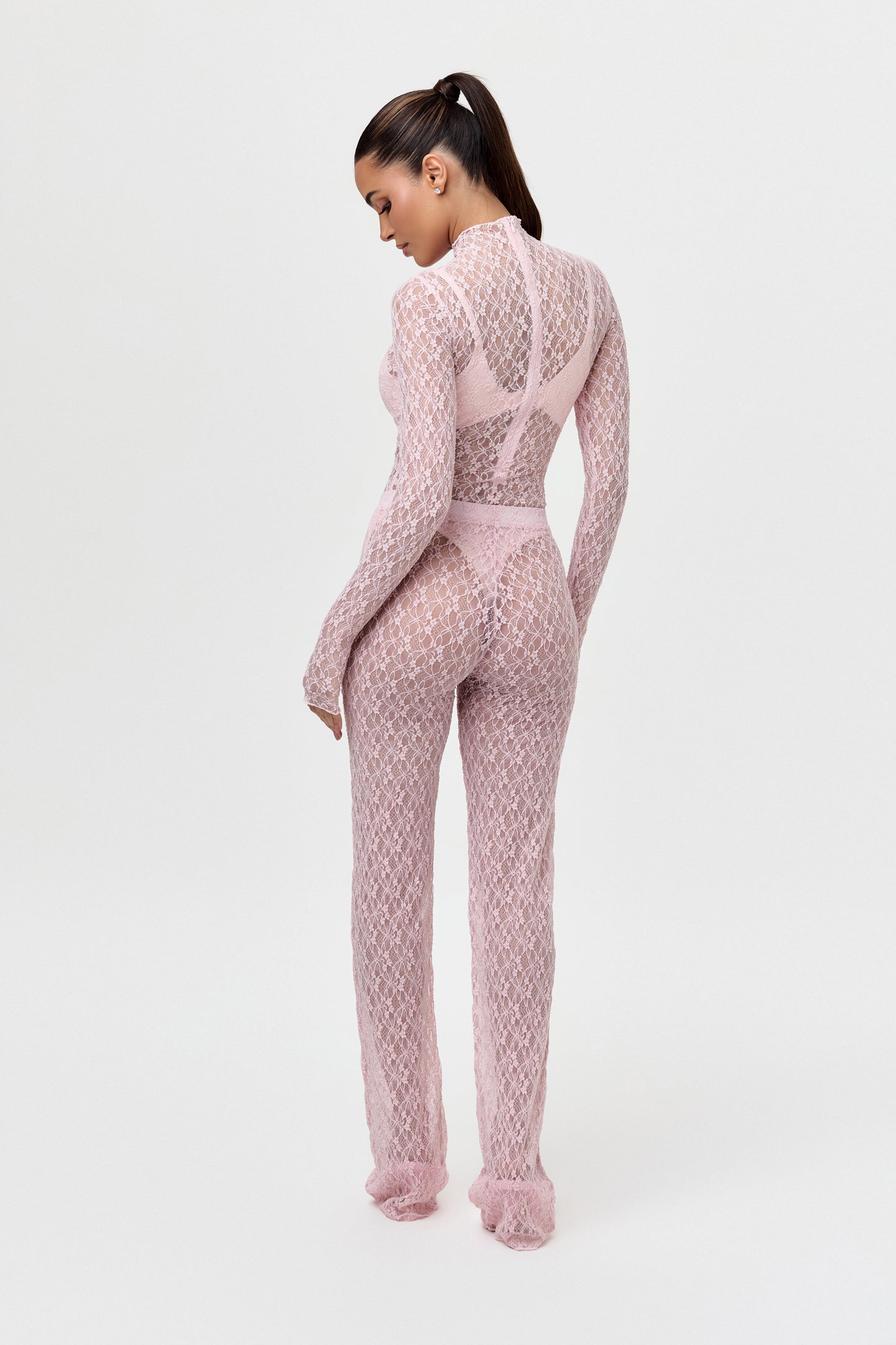 Stretch Lace Straight-Leg Pant