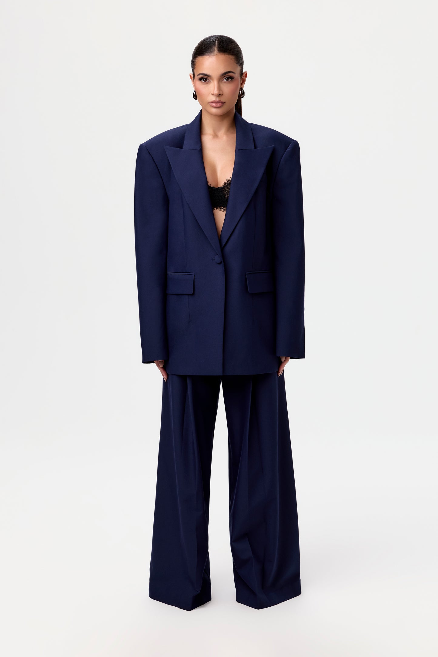 Suiting Wide-Leg Pleated Pant