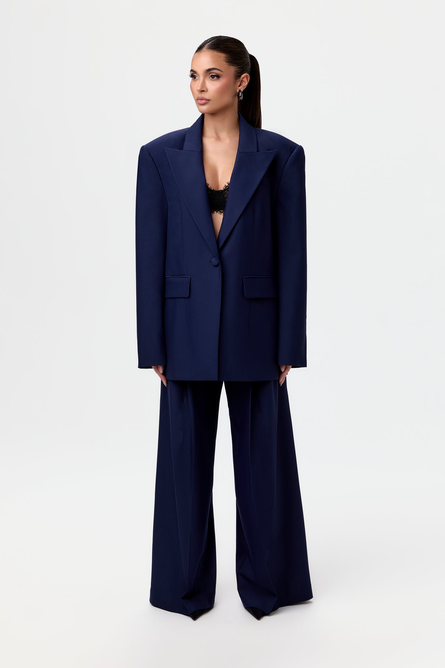 Suiting Wide-Leg Pleated Pant