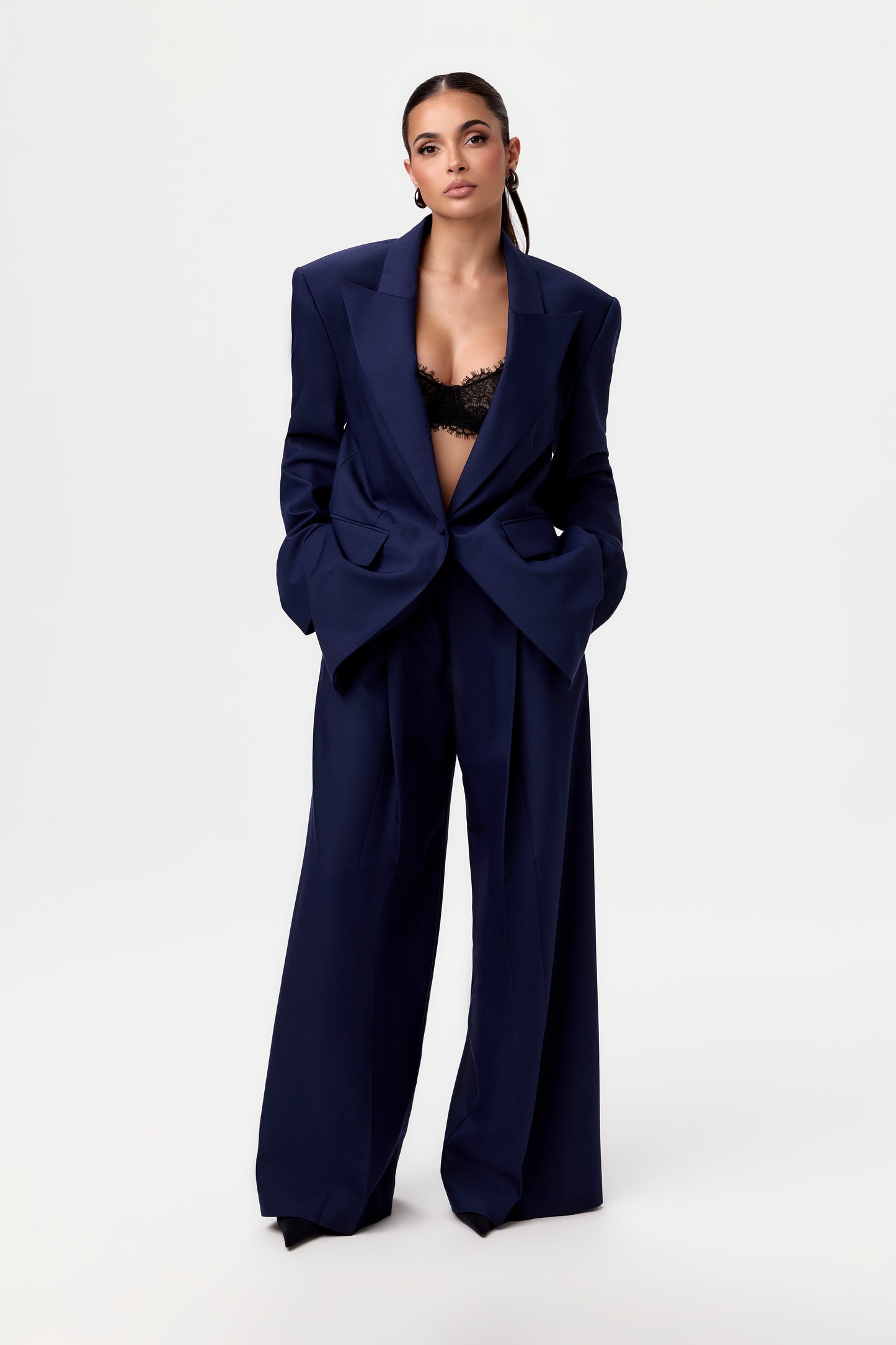 Suiting Wide-Leg Pleated Pant