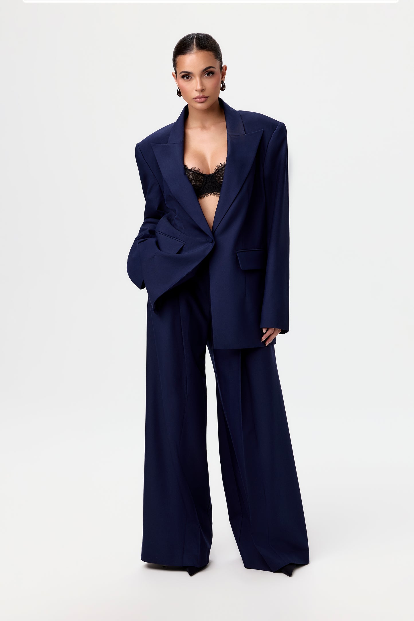 Suiting Wide-Leg Pleated Pant