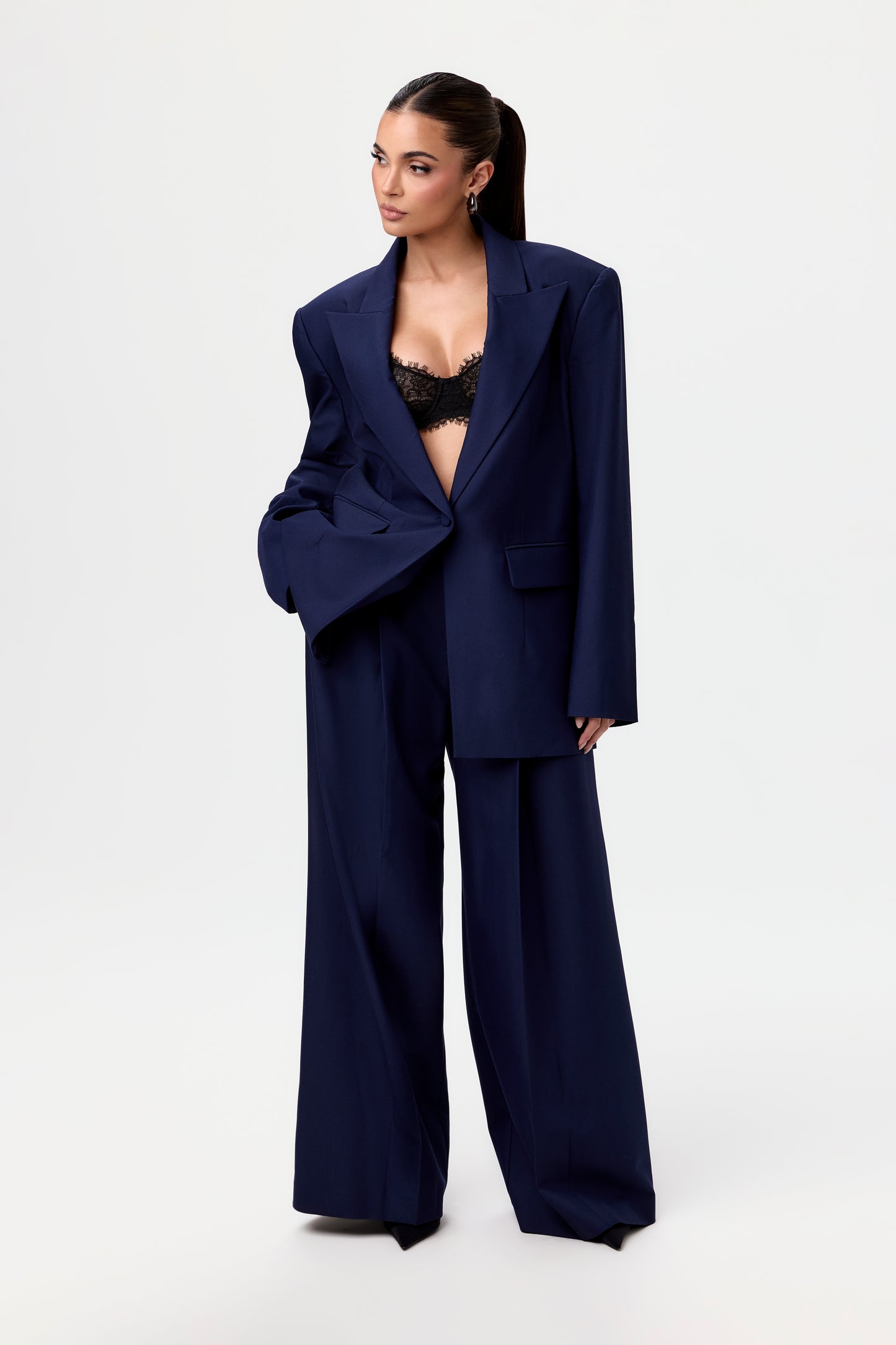 Suiting Wide-Leg Pleated Pant