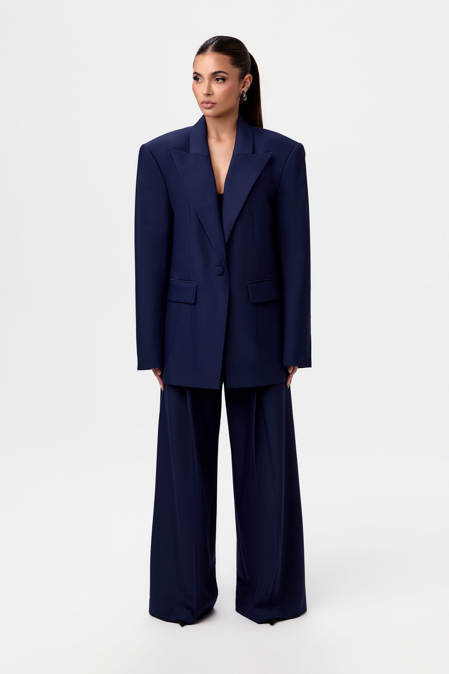 Suiting Wide-Leg Pleated Pant