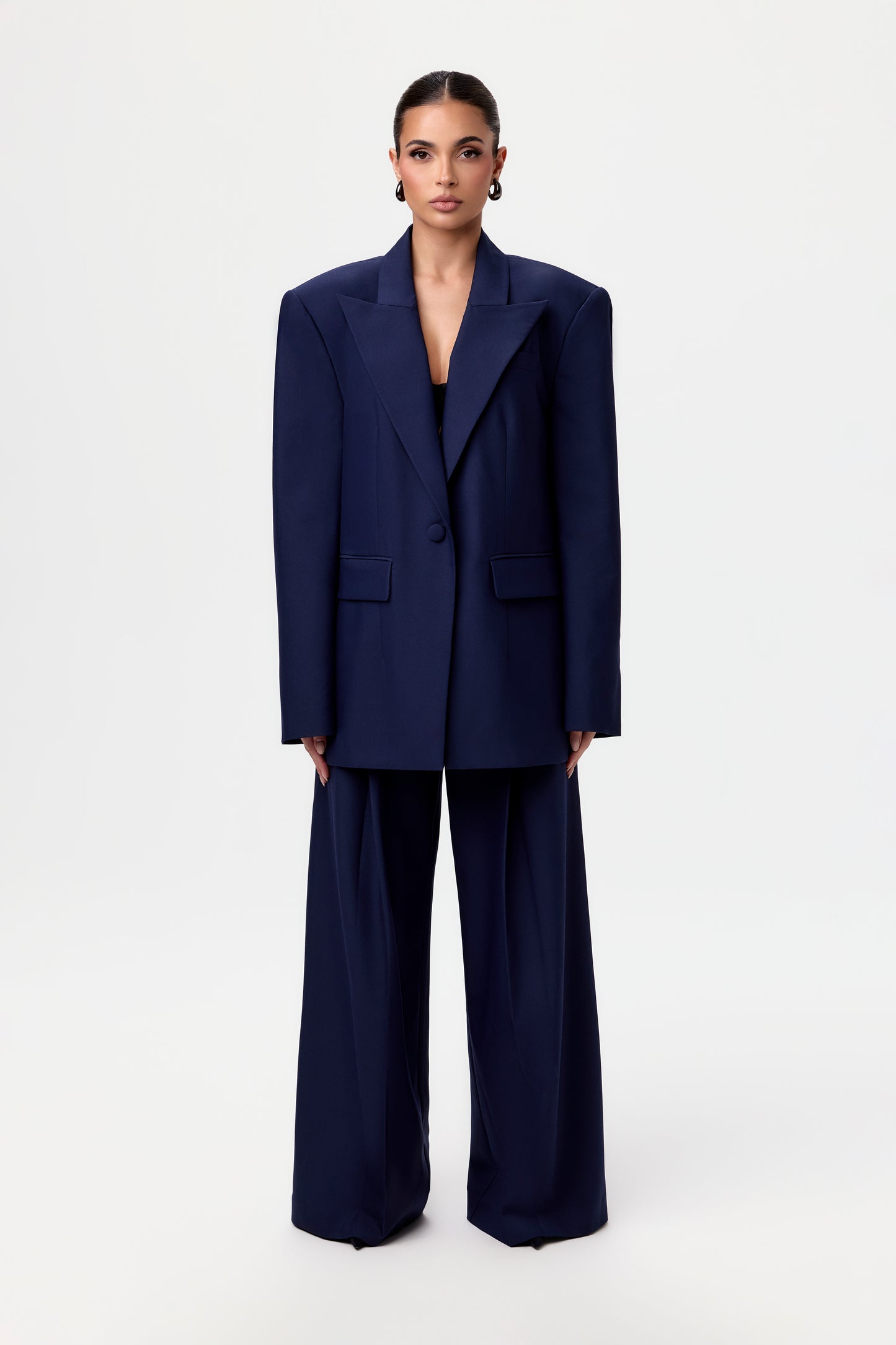 Suiting Wide-Leg Pleated Pant