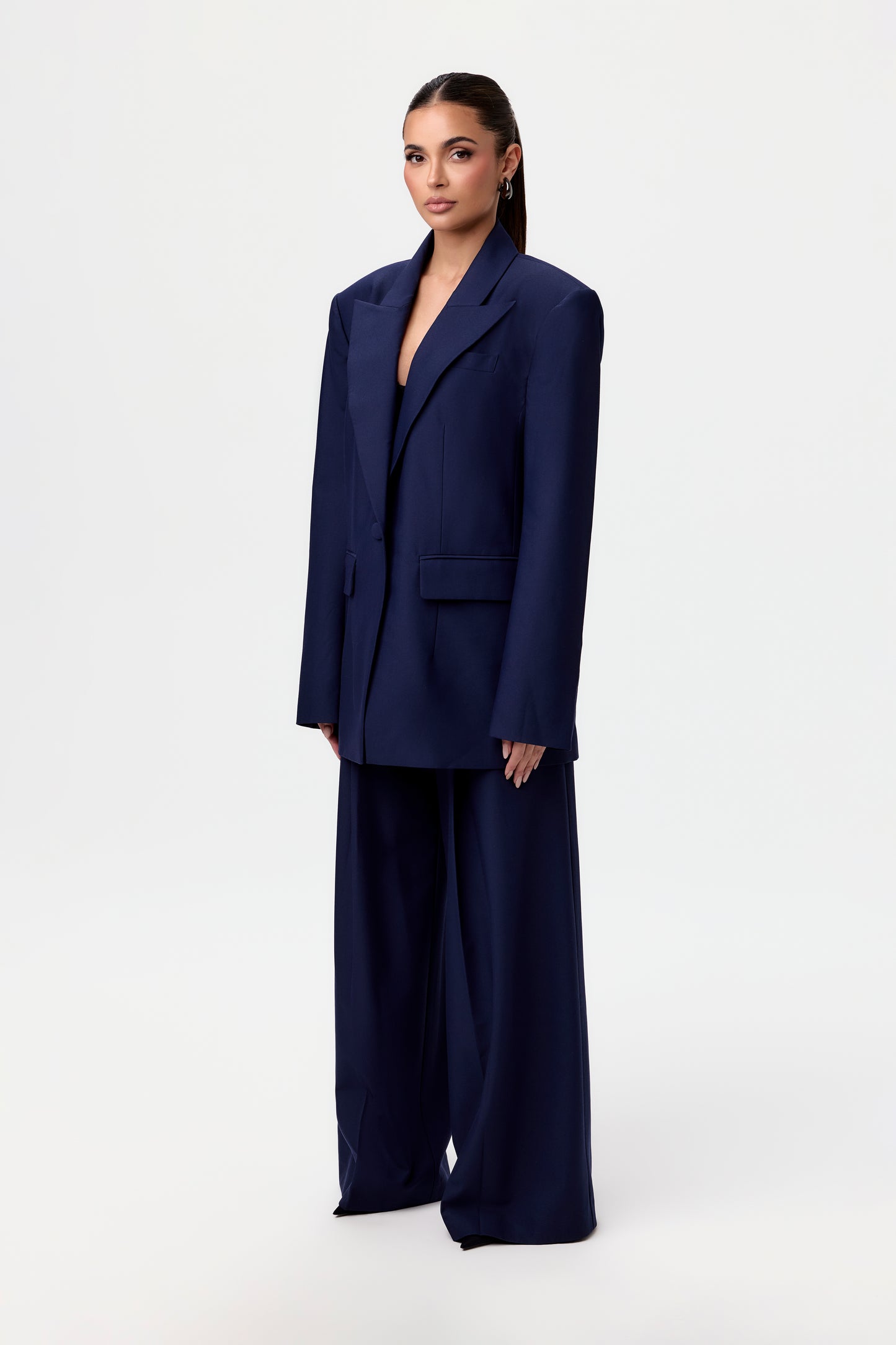 Suiting Wide-Leg Pleated Pant