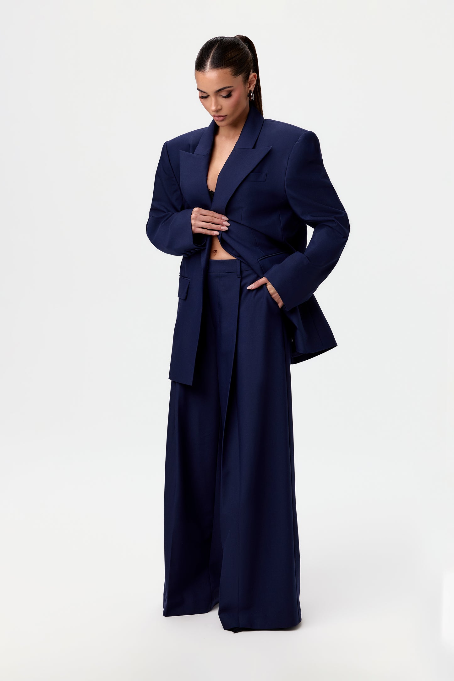 Suiting Wide-Leg Pleated Pant