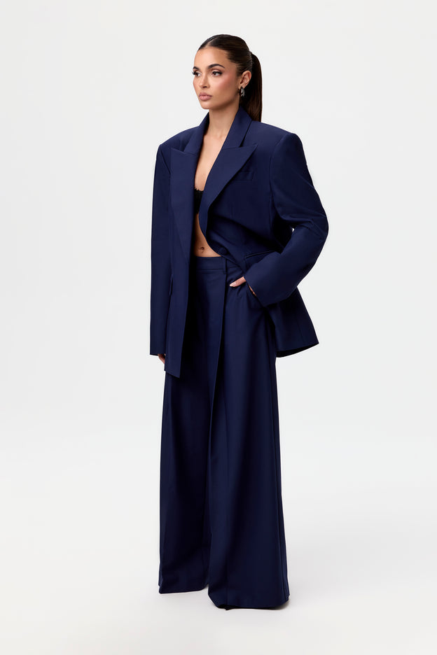Pleated Suited Wide Leg Pants