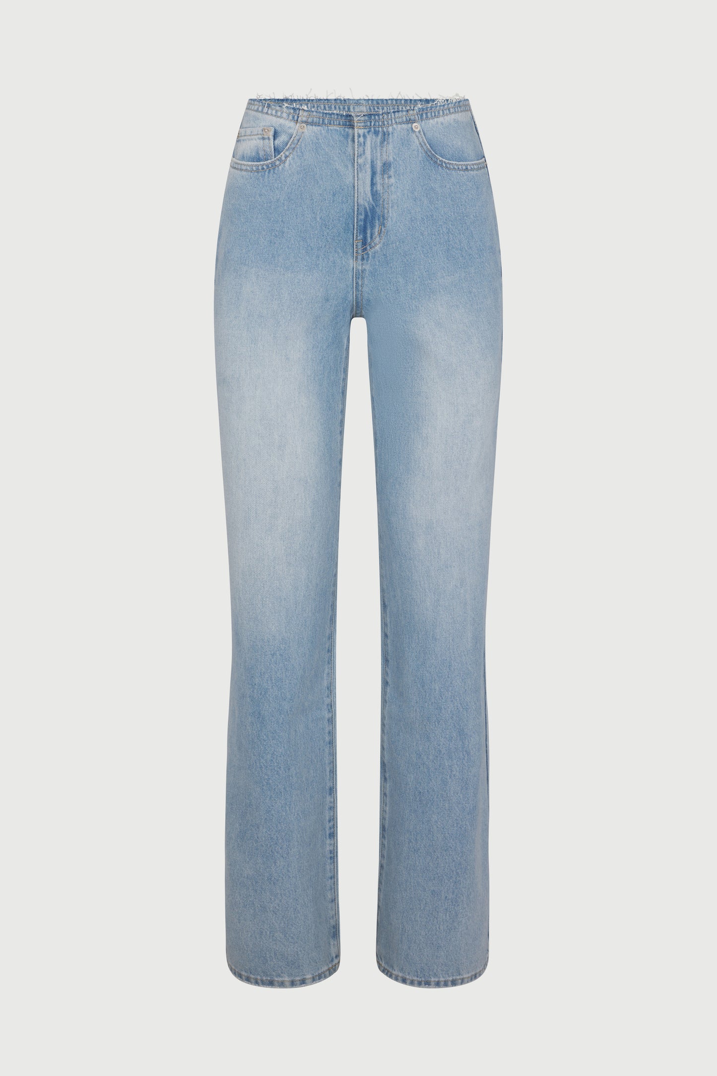 Raw Waist Straight Leg Jeans